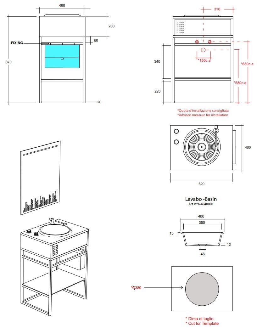 Одноместный железный умывальник с держателем для полотенец Olympia Ceramica Vinyl ARCH-00095177 - Вид №5