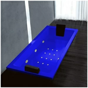 Ванна Gruppo treesse Quadra 180 V078N-DX-SIZ синяя с золотой фурнитурой и гидромассажем и аэромассажем прямоугольная встроенная правая