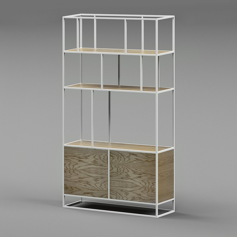 Стеллаж белый, темный дуб Makella new white INTELLIGENT DESIGN СТЕЛЛАЖ MAKELLA 260783 Белый;коричневый  - Вид №1