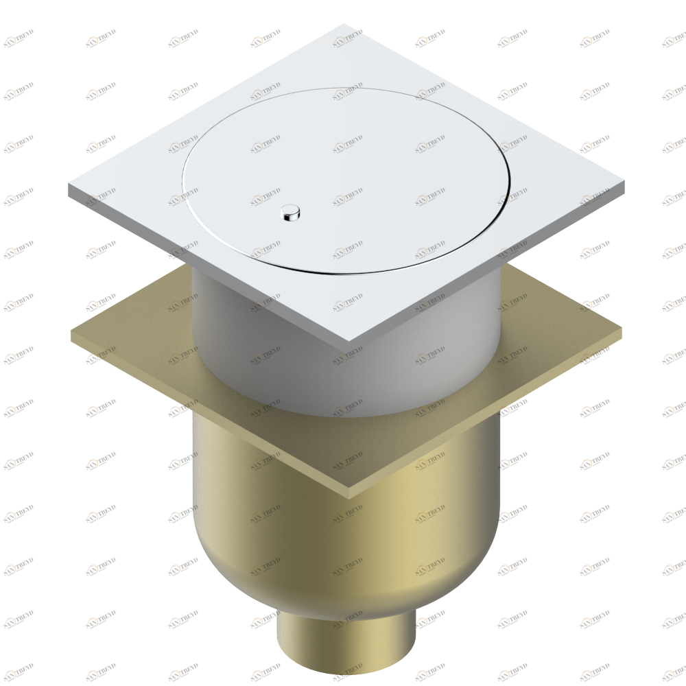 G00-7650C Трап квадратный с вертикальным выпуском с крышкой 140 мм x 140 мм Thg-paris прочие артикулы THG Хром G00-7650C CAT.A