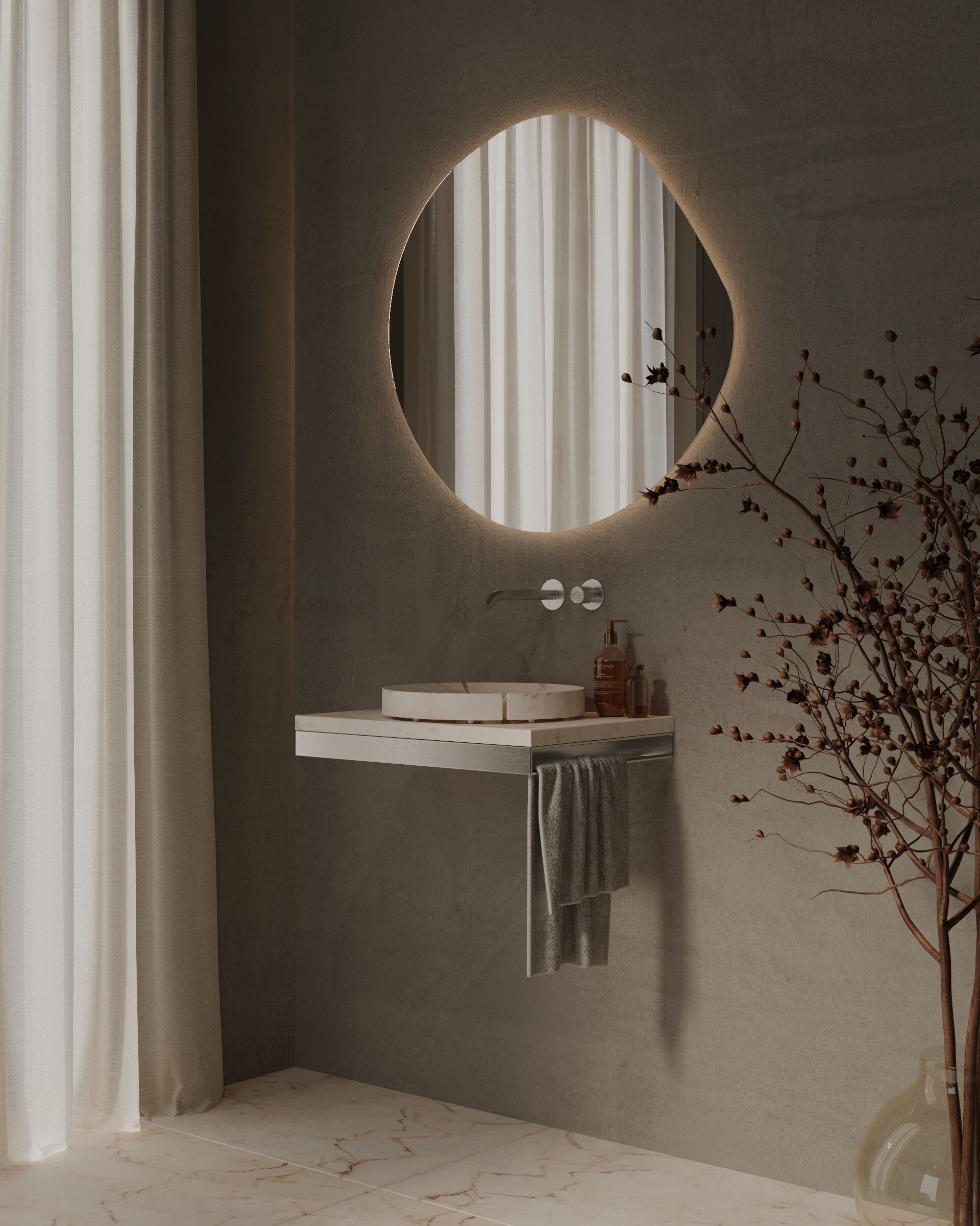 Мраморная столешница круглый умывальник Maami Home VIÇOSA ARCH-00082161 - Вид №1