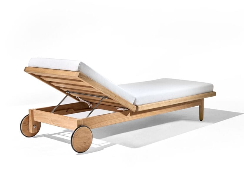 Садовая кровать с откидной спинкой из тикового дерева с колесами Walters Georgica ARCH-00045447