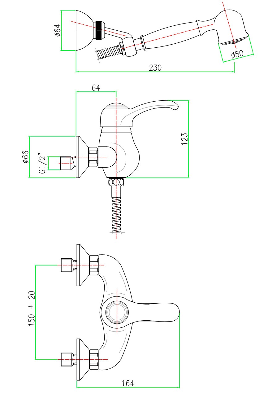 AU870101017 Смеситель для душа Armony , хром-золото Webert Aurora - Вид №1