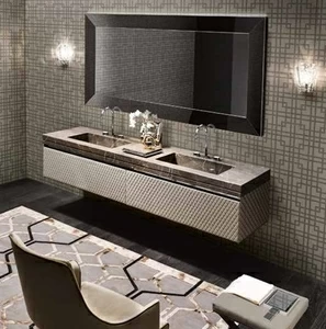 Комбинация ванной комнаты F02 в отделке MARMO bronzo amani и экокожи agata MILLDUE FOUR SEASONS