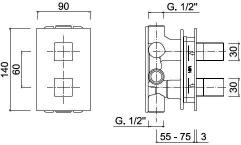 Rubinetteria Giulini Смеситель для душа на 2 отверстия с тарелкой Pablolux F8271 - Вид №1