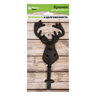 Крючок настенный черный 20 см "Олень" BLUMEN HAUS ОЛЕНЬ, ЖИВОТНЫЕ 00-3971622 Черный  - Вид №1