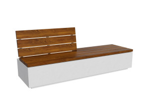 Бетонная и деревянная скамья со спинкой