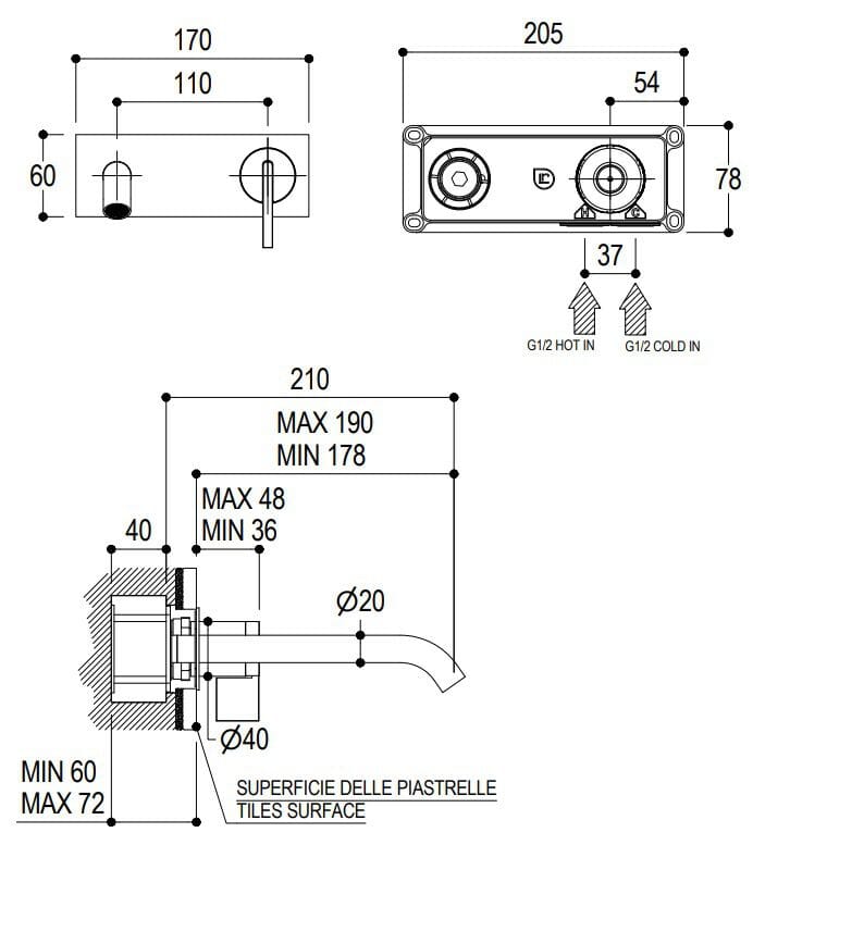 Однорычажный смеситель для раковины из нержавеющей стали Ritmonio Dot316 Round ARCH-00094231 - Вид №2