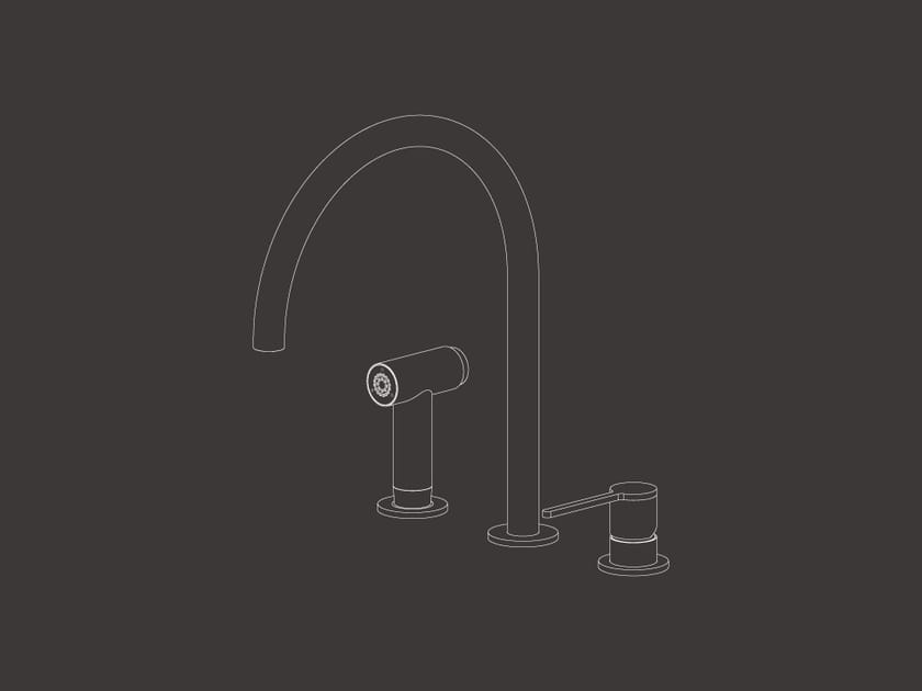 Смеситель для кухни с 3 отверстиями из нержавеющей стали со съемным ручным душем CEADESIGN INNOVO ARCH-00053325