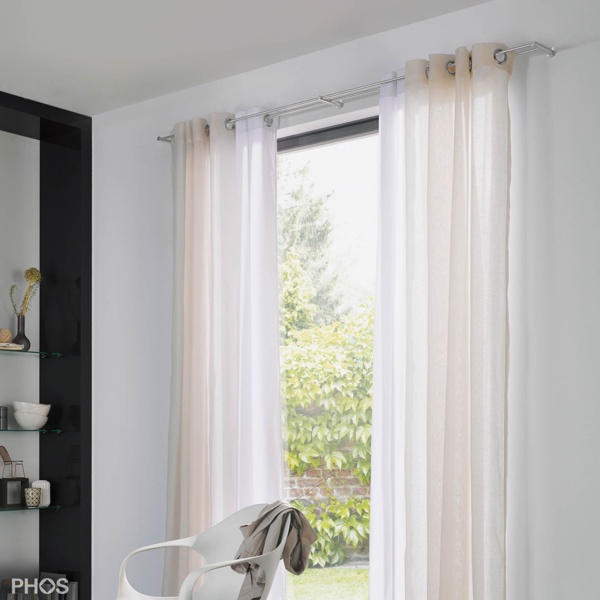 VS20-140ED3000 Набор карнизов: двуствольный 300 см с 2 концевыми кронштейнами и 1 кронштейном в качестве средней опоры PHOS  - Вид №3