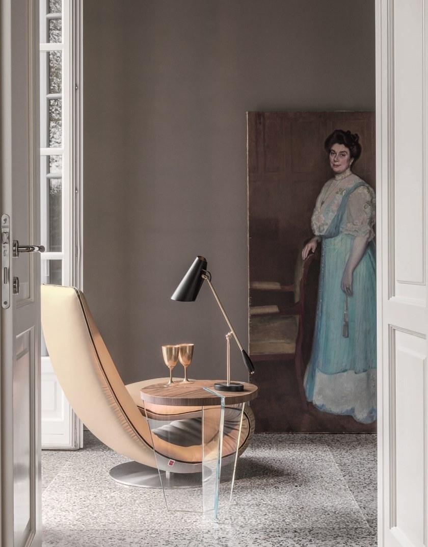 Tonin Casa Треугольный высокий журнальный столик из дерева и стекла  T6037/8  - Вид №1