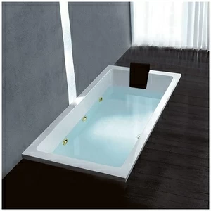 Ванна Gruppo treesse Quadra 150 V0707-DX-Z белая с золотой фурнитурой с гидромассажем прямоугольная встроенная правая