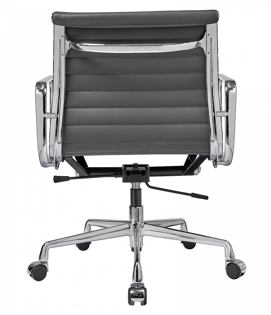 Кресло офисное кожаное графит с алюминиевыми подлокотниками Eames Style Ribbed Office Chair EA 117 SOHO DESIGN ДИЗАЙНЕРСКИЕ 00-3886258 Серый  - Вид №3