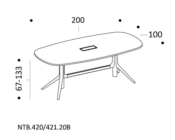 Регулируемый по высоте прямоугольный стол для совещаний с системой кабельной втулки ICF NoTable ARCH-00036629 - Вид №25
