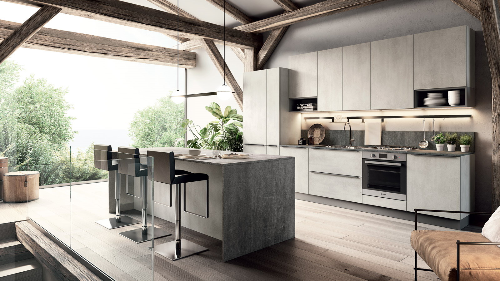 Easy 017  Кухонный гарнитур Ar-Due Effetto cemento