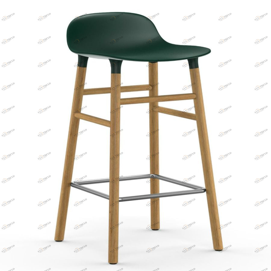 Барный стул Form с ножками из дуба 65 см, зеленый Normann Copenhagen 602784