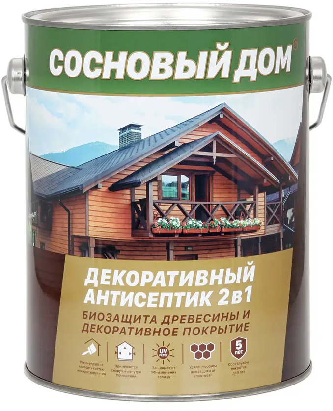 90998152 Защитный состав для древесины СОСНОВЫЙ ДОМ 29525 цвет красное дерево 2.7 л STLM-0856435