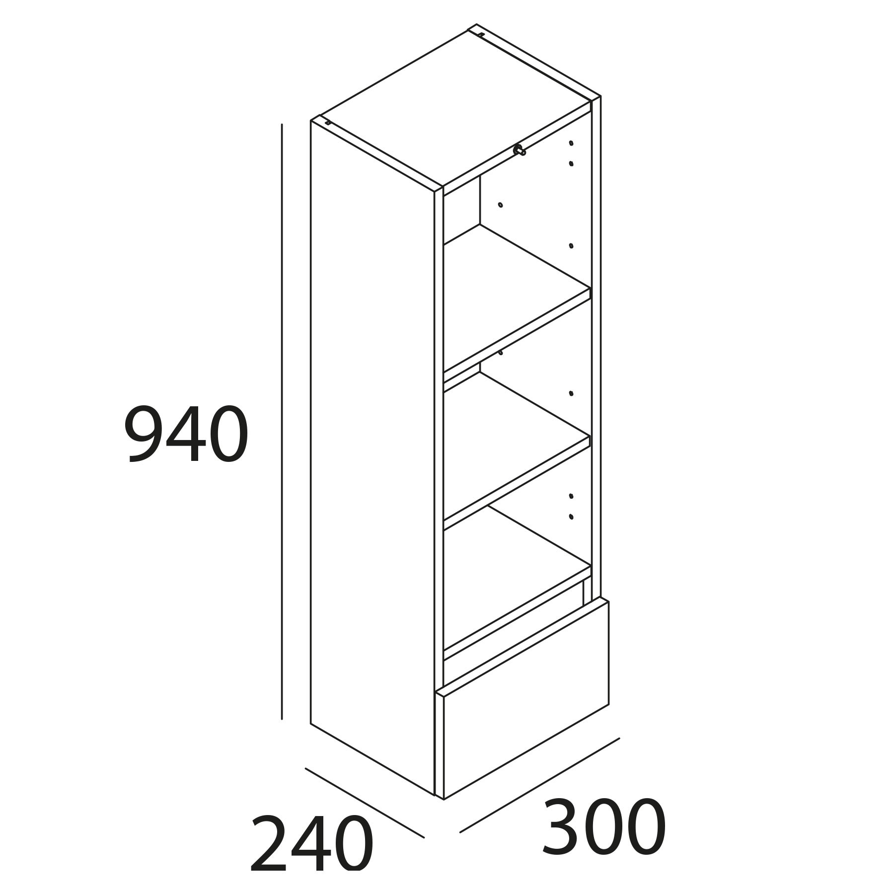 85184 SALGAR Модуль INFINITY 1 дверца 1 ящик СЕРЫЙ МАТОВЫЙ 300 x 940 x 240 мм Мэтт Грей - Вид №2