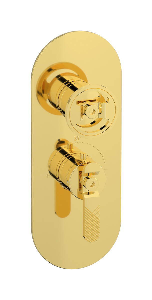 Комплект наружных частей термостата на 1 потребителей - вертикальная овальная панель с ручками Bold WE ARE IB eua112oonb1 Gold Aqua