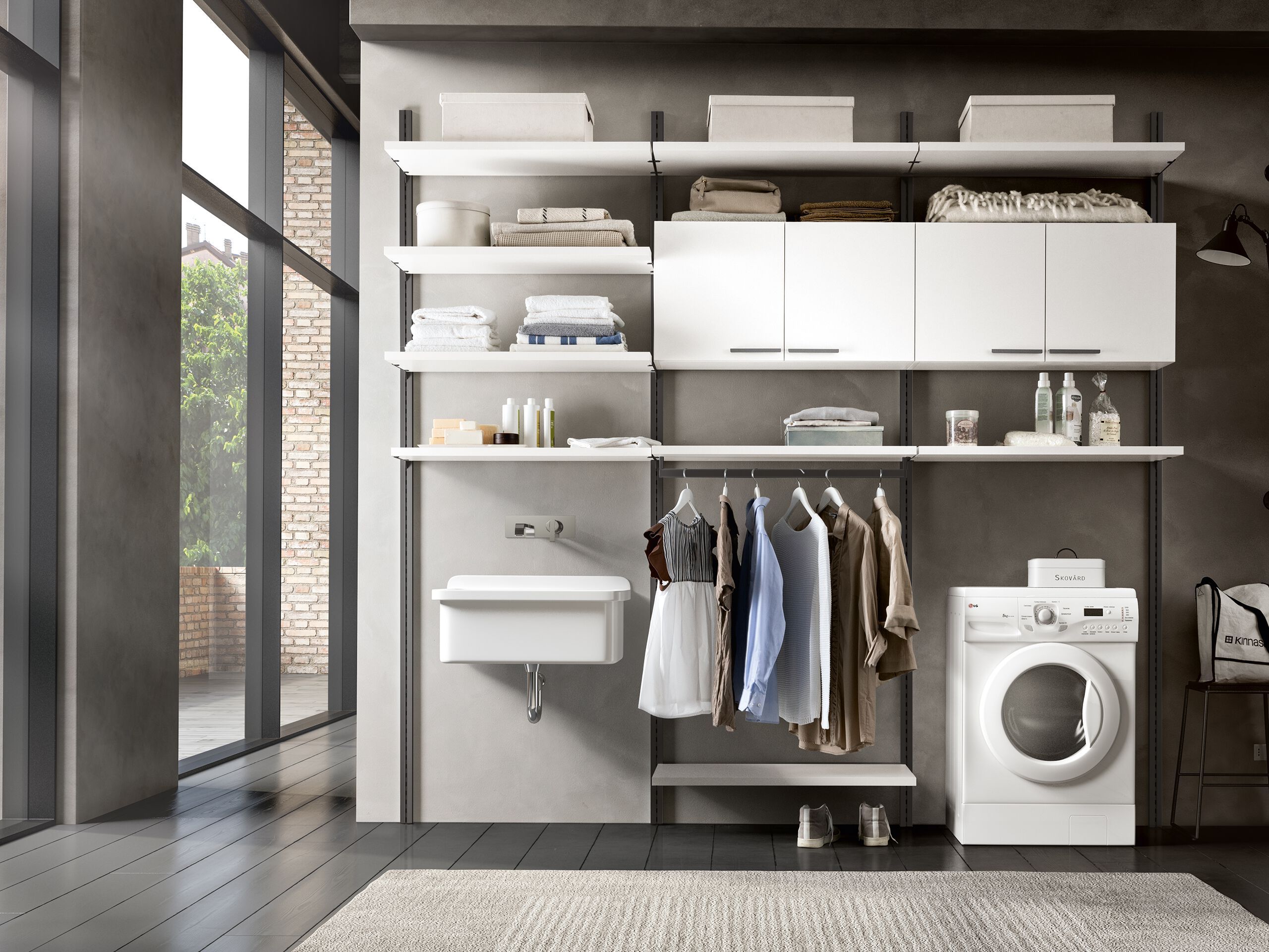 Деревянный подвесной шкаф для белья со стиральной машиной Adok Интермеццо ARCH-00022960