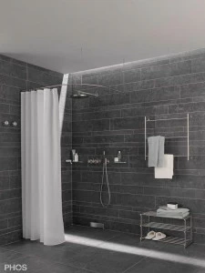 DSB500-800F Стержень для душевой занавески четверть круга с радиусом дуги 50 см, 80 x 80 см для крепления к потолку PHOS