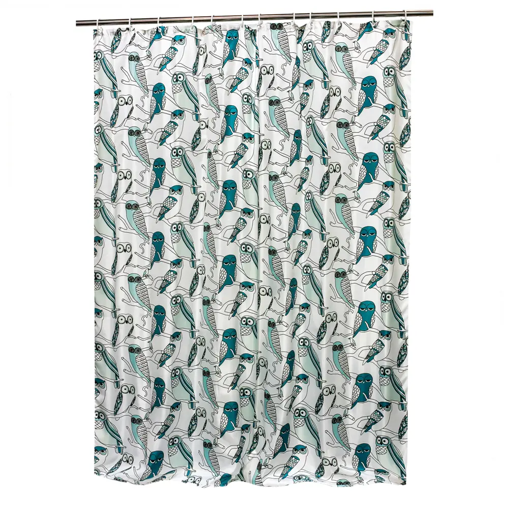 Штора для ванны Bath Plus Owls 180x200 см полиэстер цвет бело-бирюзовый CHARME GREEN STLM-2180260 - Вид №1