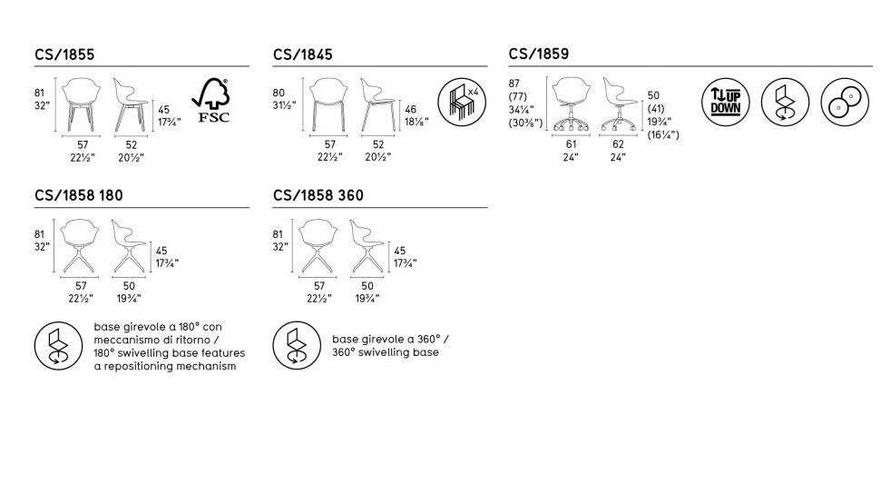 Calligaris 5-спицевый стул из поликарбоната на колесиках sun-id-1470400 - Вид №2