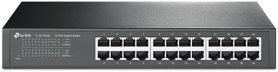 TL-SG1024D 24-port gigabit desktop/rachmount switch, 24 10/100/1000m rj45 ports, 13-inch steel case TP-Link Santreyd 
