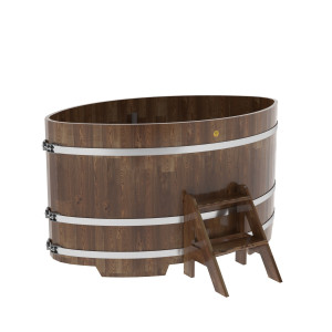 1547 Купель овальная из сращенных ламелей лиственницы 1,15х1,83х1,0 морёная Alyarus