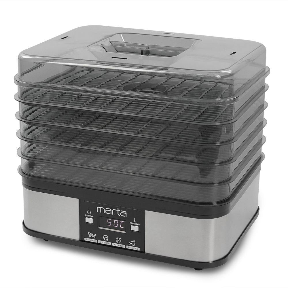 9908449 Сушилка для овощей и фруктов MARTA MT-FD1887D серебристый STDN-0057278 - Вид №4