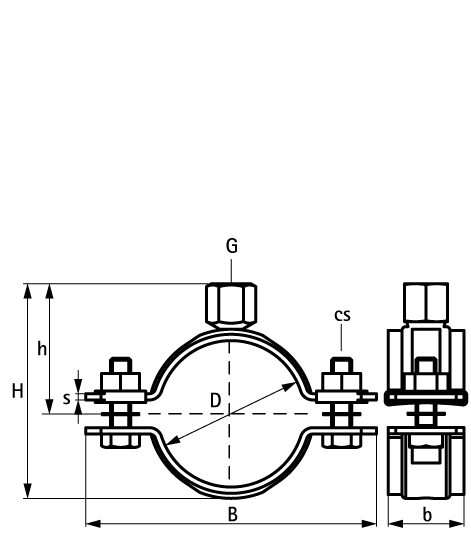 33078325 BIS Хомуты для высоких нагрузок без вкладыша HD500 (1/2″) (BUP1000) для стальных труб walraven  - Вид №1