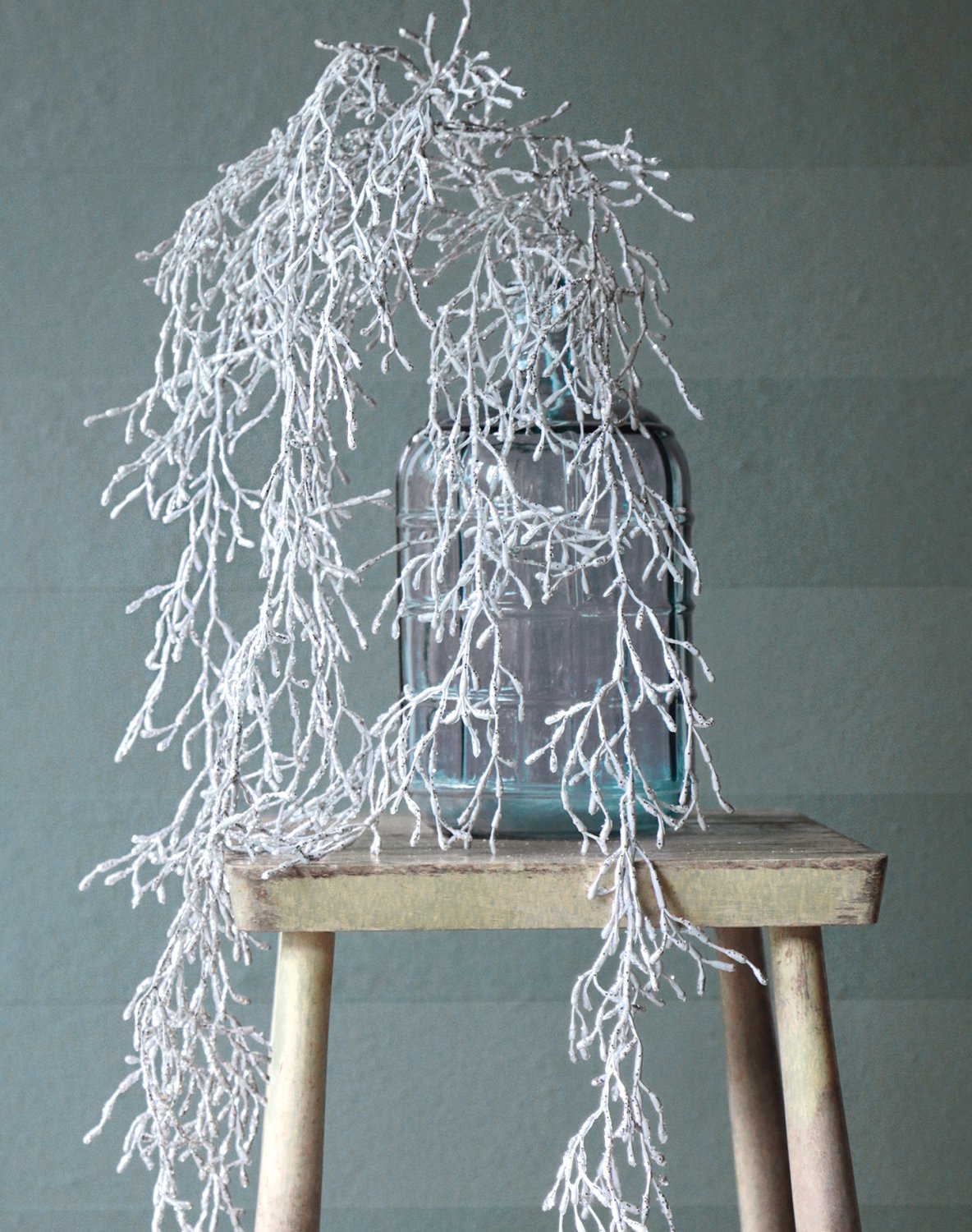 1706 996 a3 Вешалка для кактусов из искусственной омелы с глиттером, 93 см, серебро H-andreas  - Вид №1