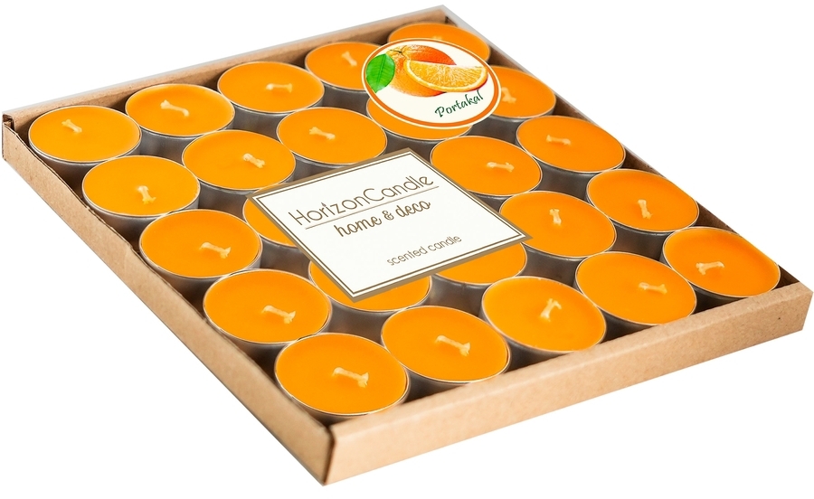 91017969 Свеча Horizon Candles чайная плавающая высота 14 мм d 37 мм 25 шт/уп ГИЛЬЗА на 3 часа горения апельсин STLM-0443363 MIR LIGHT