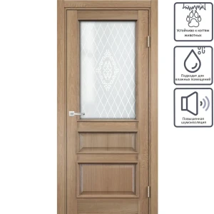 Дверь межкомнатная остеклённая с замком в комплекте Барселона 200x80 см ПВХ цвет орех