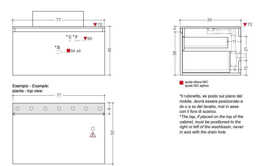 МДФ подвесной шкаф для умывальника с ящиком Nic Belt ARCH-00071726 - Вид №2