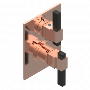 A60-5600BE Ручки регулировки для термостата THG с переключателем на 3 выхода арт.5600AE Thg-paris Marina c чёрным ониксом Розовое золото