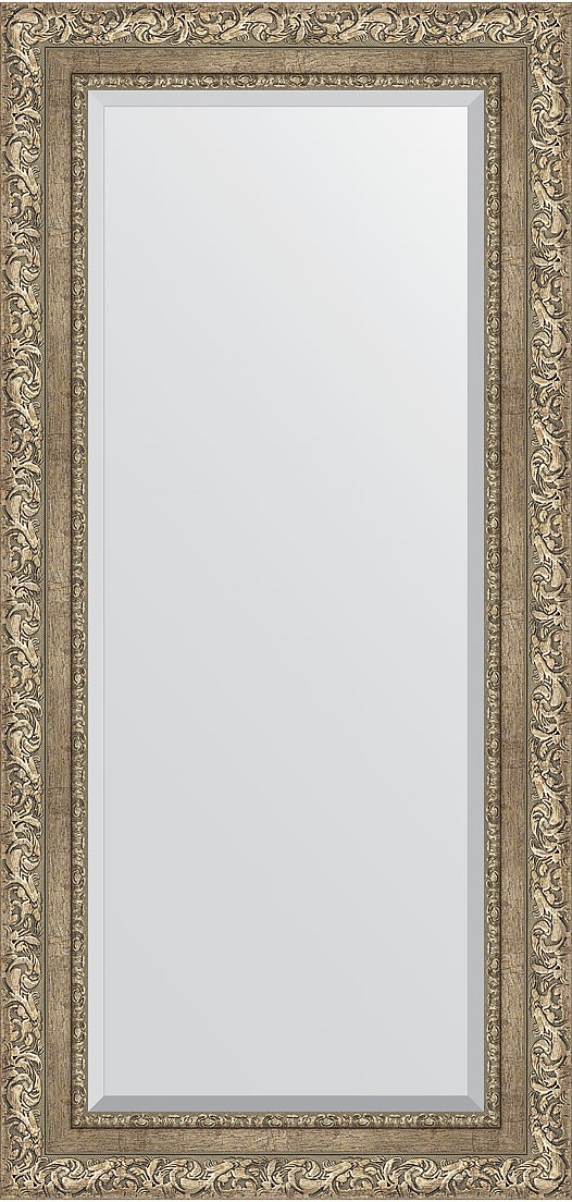 BY 3487 Зеркало с фацетом в багетной раме - виньетка античное серебро 85 mm EVOFORM Exclusive
