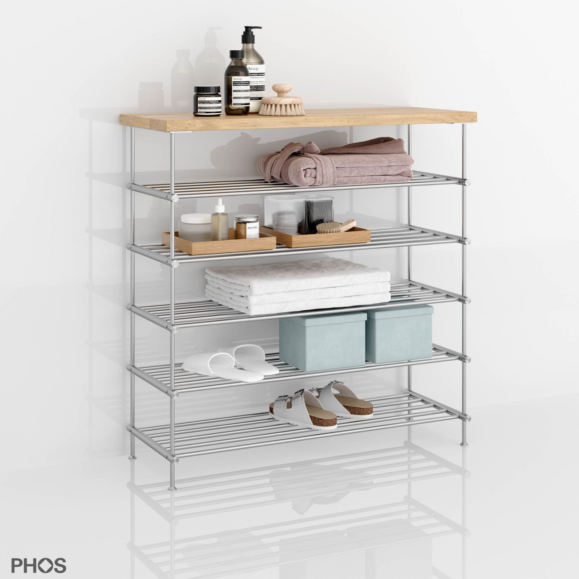 SBS600-5-Eiche Сервант с дубовыми полками, 1 поле, 5 уровней, ширина 65 см PHOS  - Вид №4