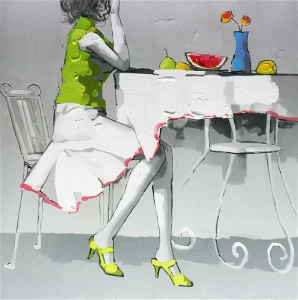 Картина на холсте 100х100 см "Обед" EVENHOME КАРТИНЫ МАСЛОМ 129827 Белый;зеленый;разноцветный