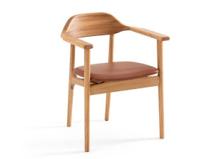 Стул из дуба и кожи с подлокотниками