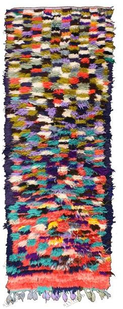 AFOLKI Прямоугольный шерстяной коврик с длинным ворсом и узором Boucherouite Taa773be