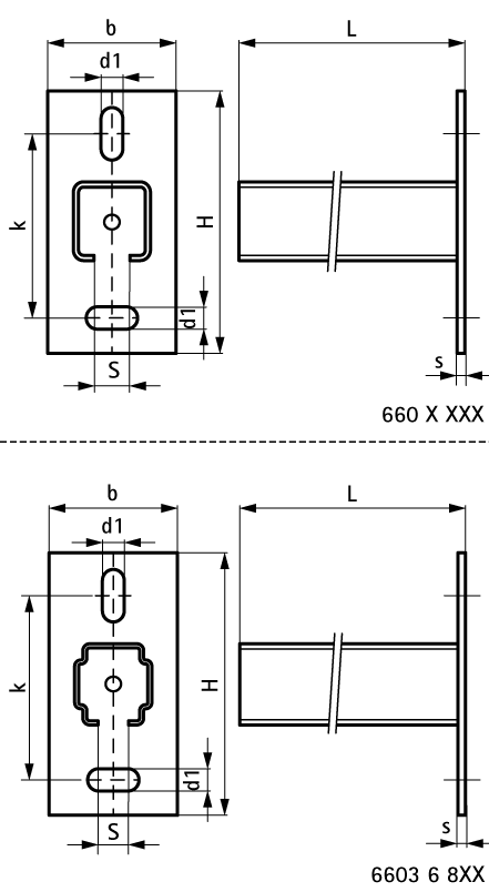 66036805 Монтажные профиля BIS RapidRail® Консоли стеновые (BUP1000) монтаж к стене или перекрытию WALRAVEN  - Вид №1