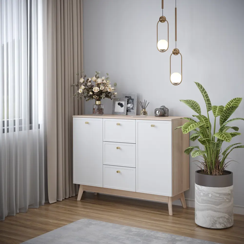 Комод KONSENSA Амьен 3 ящика 120x94x41.7 см ЛДСП цвет белый/коричневый 89448129 STLM-2208175 Лион