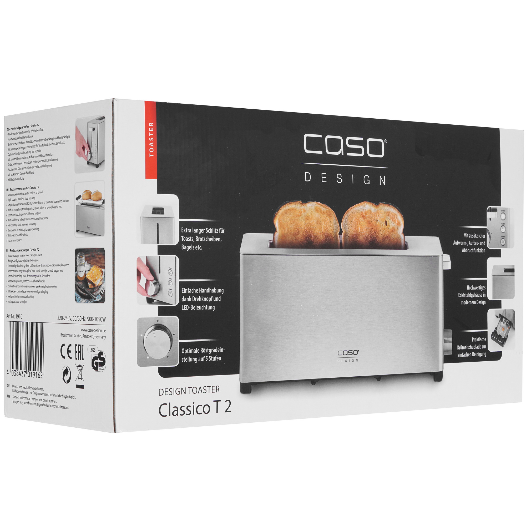 5327198 Тостер CASO Classico T2 серебристый STDN-0027240 - Вид №8