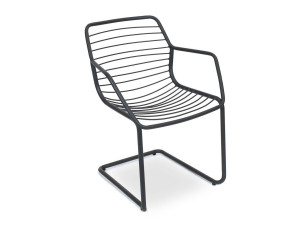 Стальной консольный штабелируемый стул с подлокотниками