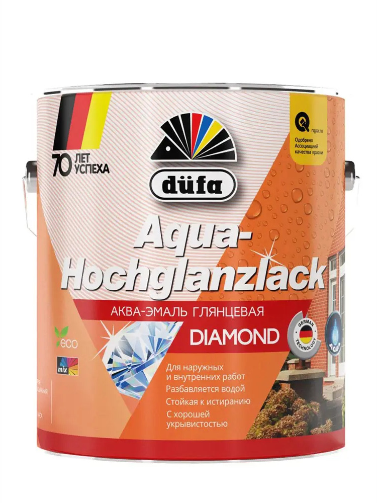 90200611 Эмаль для дерева и металла акриловая Dufa Aqua-Hochglanzlack глянцевая белая 750 г STLM-0853756