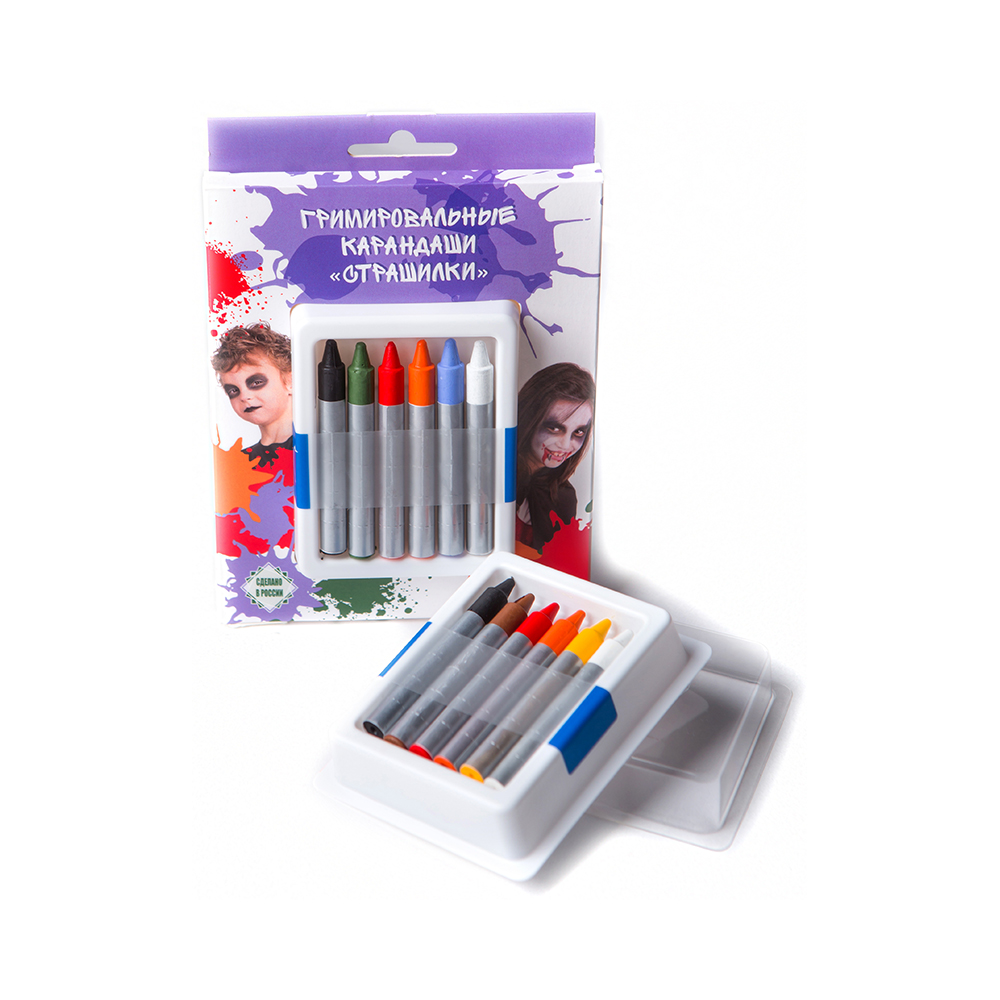 020105 Гримировальные карандаши "Страшилки" 6 цв. ФТК 