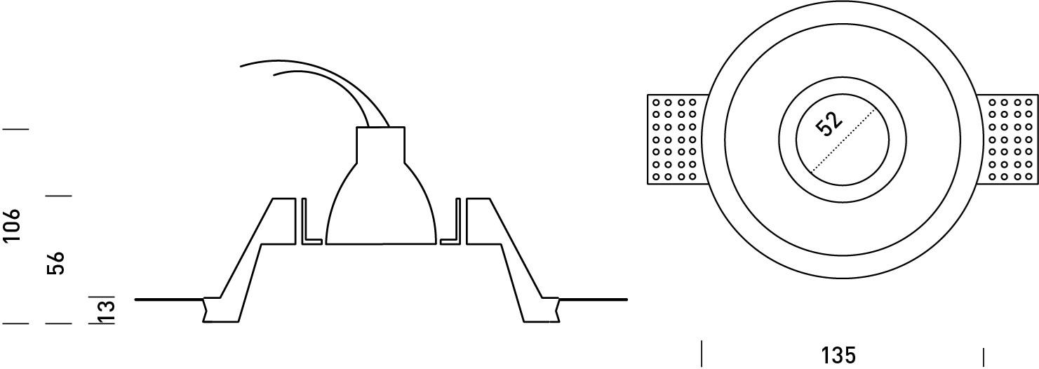 GESSO Встраиваемый в потолок держатель точечного светильника из гипса  817  - Вид №7