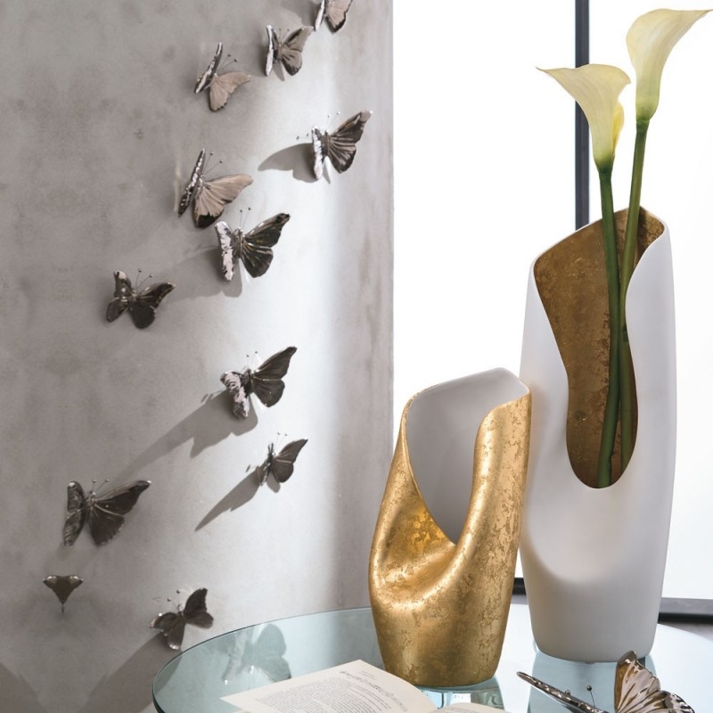 Q323X42 Керамическая калла Adriani e Rossi Внешнее сусальное серебро-внутреннее белое матовое  - Вид №8