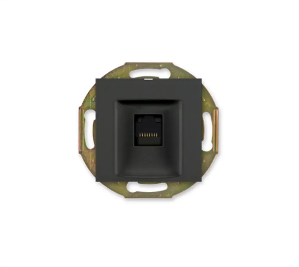 91698752 Розетка компьютерная встраиваемая Aling-conel Prestige 6016S.E1 RJ45 Cat 6А FTP цвет чёрный soft touch STLM-1104884